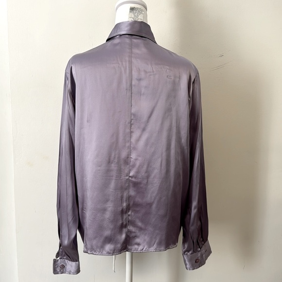 Studio Jax lilac button down silk blouse, Sz 12 - Picture 4 of 12